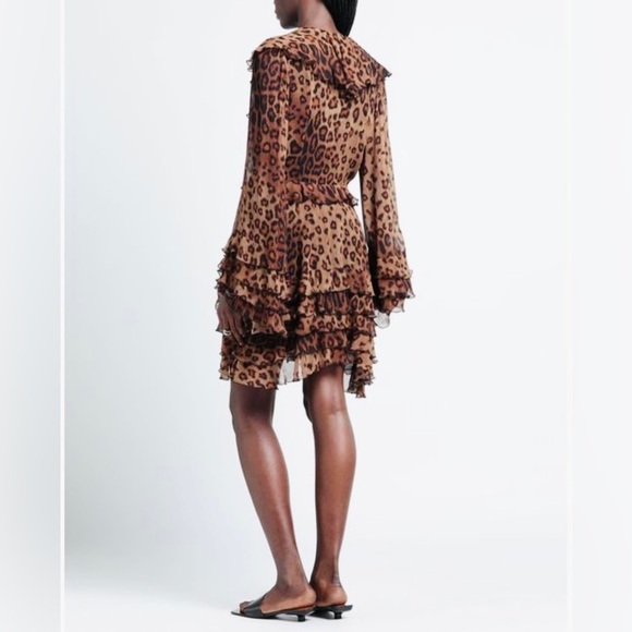 Etro brown leopard ruffle mini skirt NEW - Picture 3 of 5